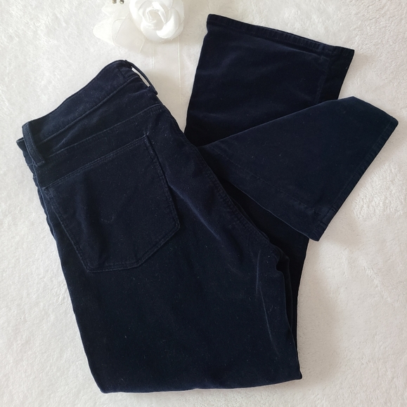 Navy Blue High Rise Velvet Pants - Picture 5 of 9